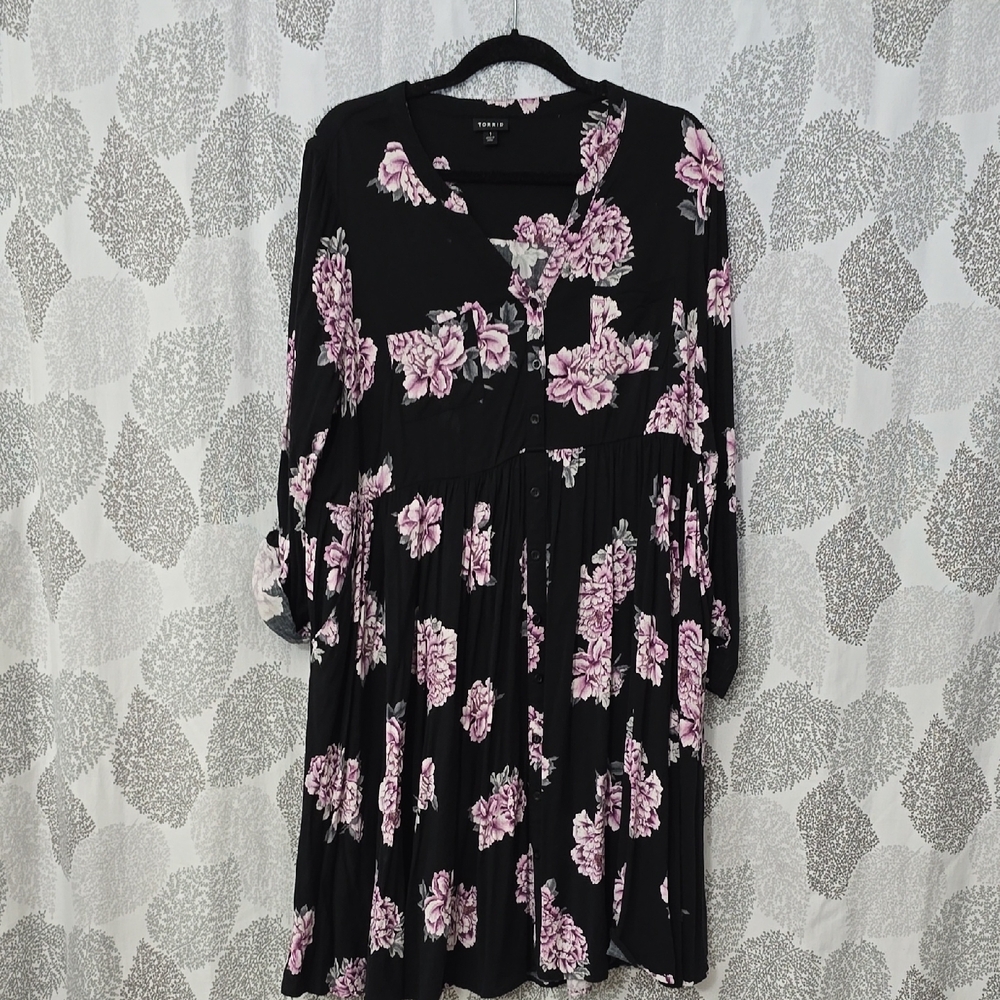 Floral Black and Lavender Dress